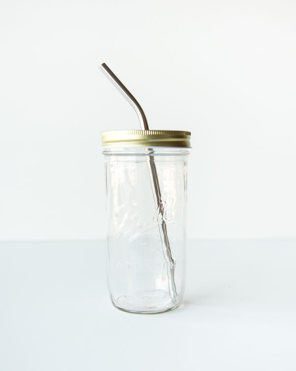 Mason Jar Metal Lid with Straw Opening