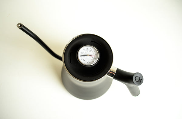 Kettle with outlet thermometer