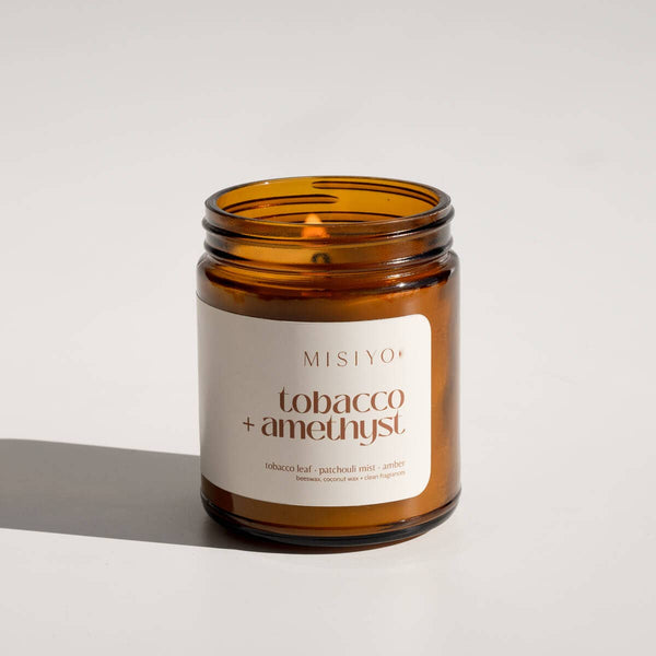 Misoyo | Tobacco + Amethyst | Beeswax Blend Candle Jar