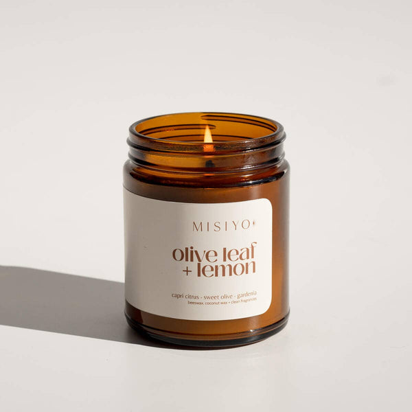 Misoyo | Olive Leaf + Lemon | Beeswax Blend Candle Jar