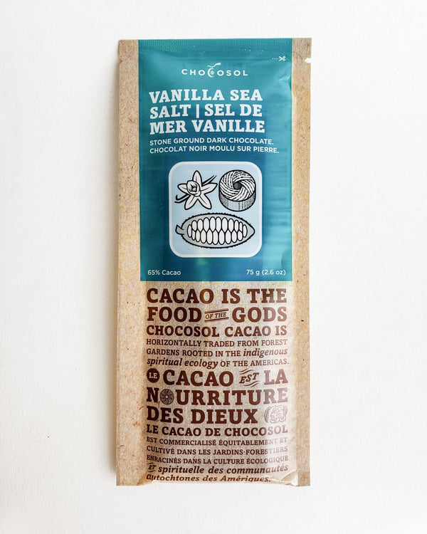 Chocosol — Vanilla Sea Salt + 65% Dark Chocolate Bar