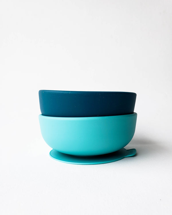 Silicone Suction Bowl Set, Blue Abyss & Lagoon — Ekobo